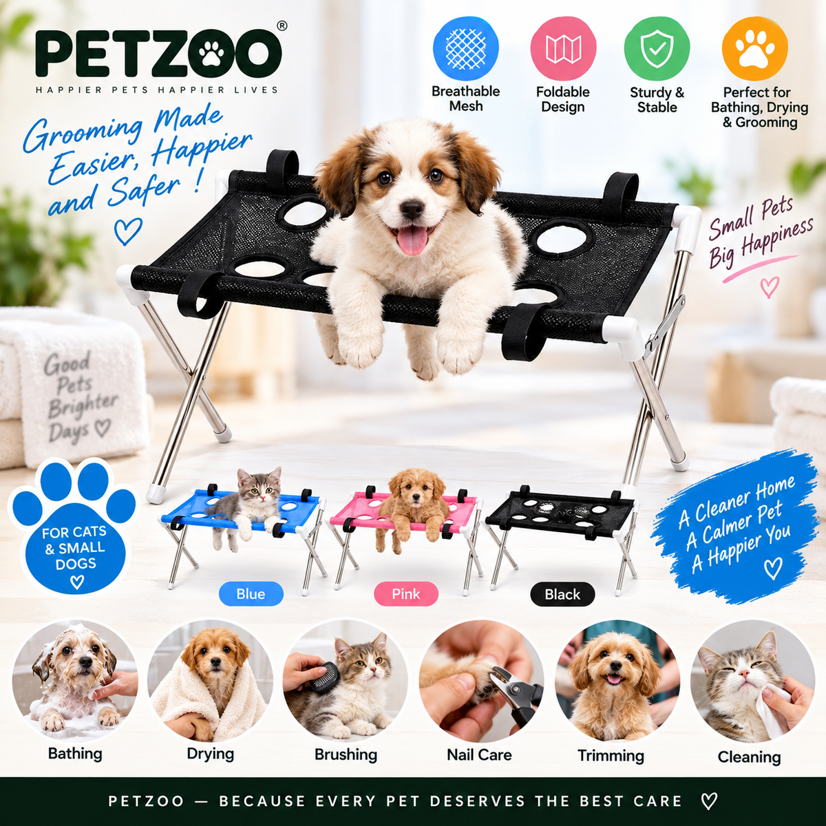 Cat Bathing Stand,  Anti-Scratch and Anti-Bite Pet Grooming Hammock for  Dogs, Dog Bathing Tool